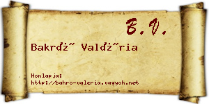 Bakró Valéria névjegykártya